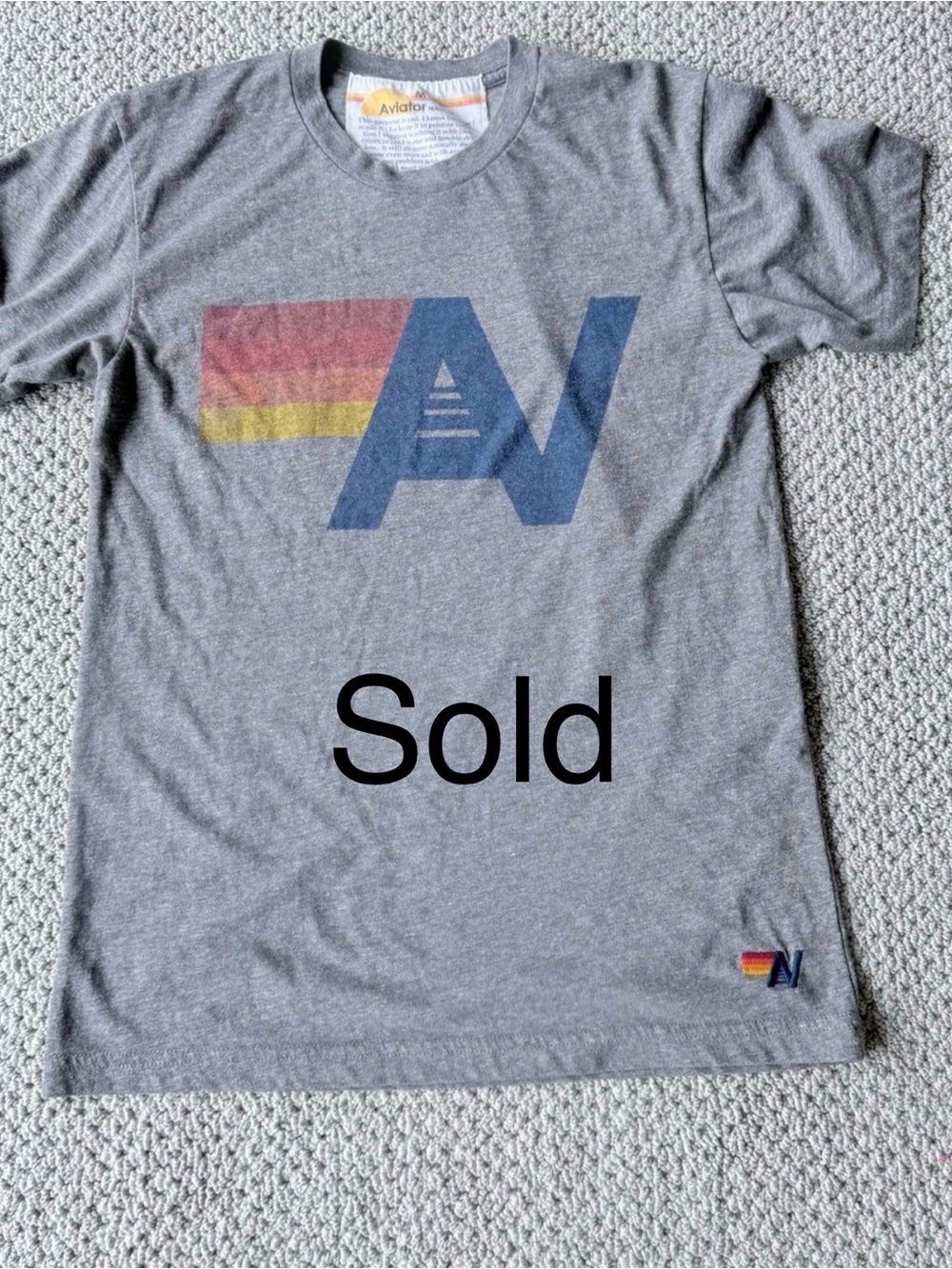 Aviator Nation Heather Gray Crewneck Tee with Sunburst Label